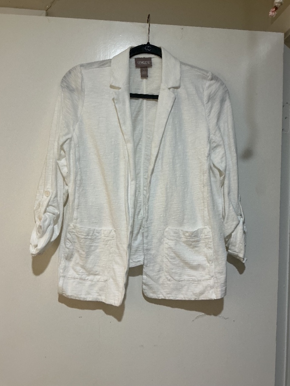 Chicos open front blazer white Size 1